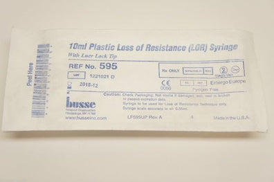 595 ~ Busse 10ml Plastic Loss of Resistance Syringe (x) ~ Lot of 20